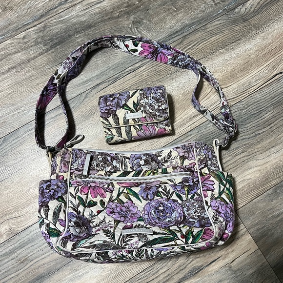 Vera Bradley Handbags - Vera Bradley Large On The Go Crossbody Purse and Wallet Set Lavender Meadow